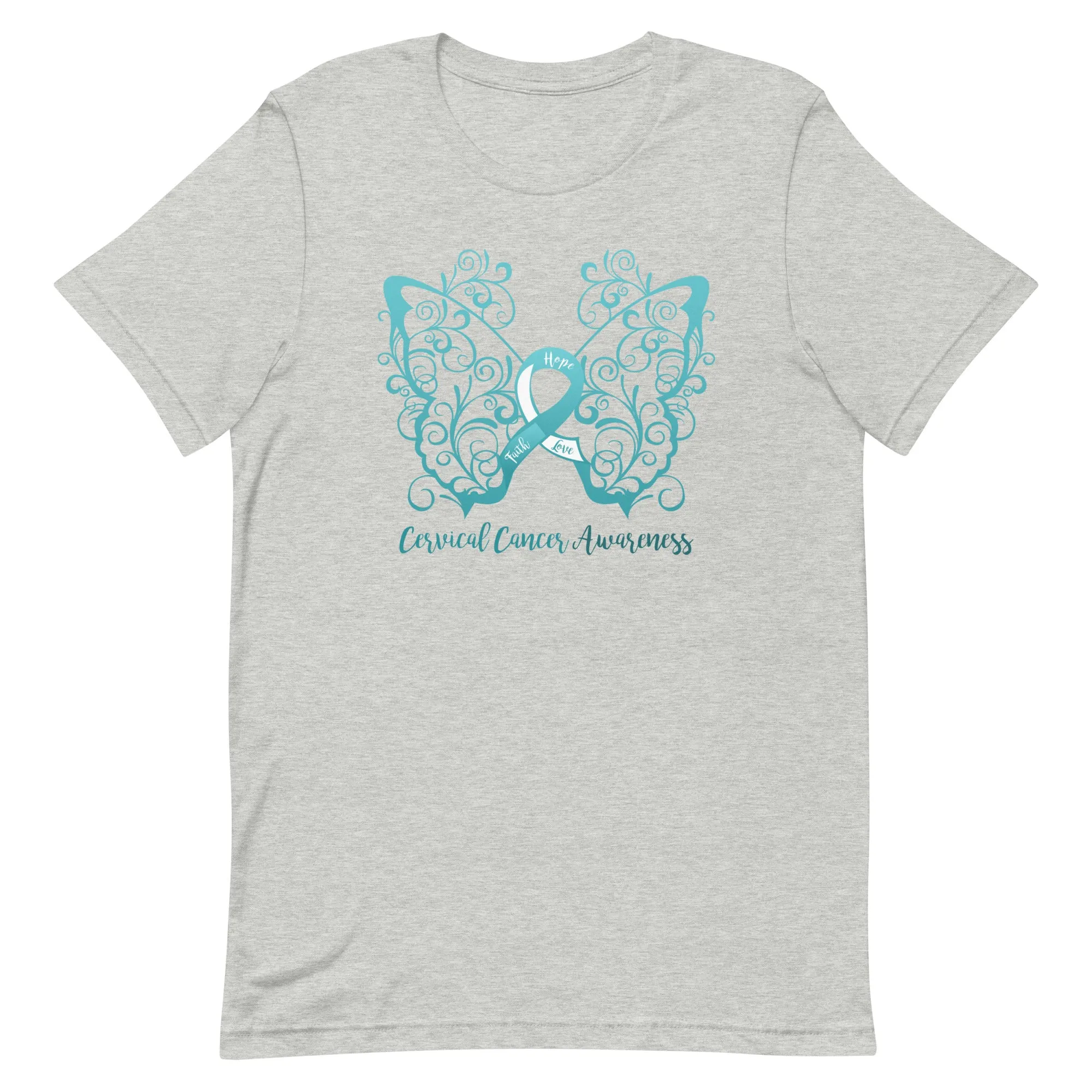 Cervical Cancer Awareness Filigree Butterfly T-Shirt - Several Colors Available