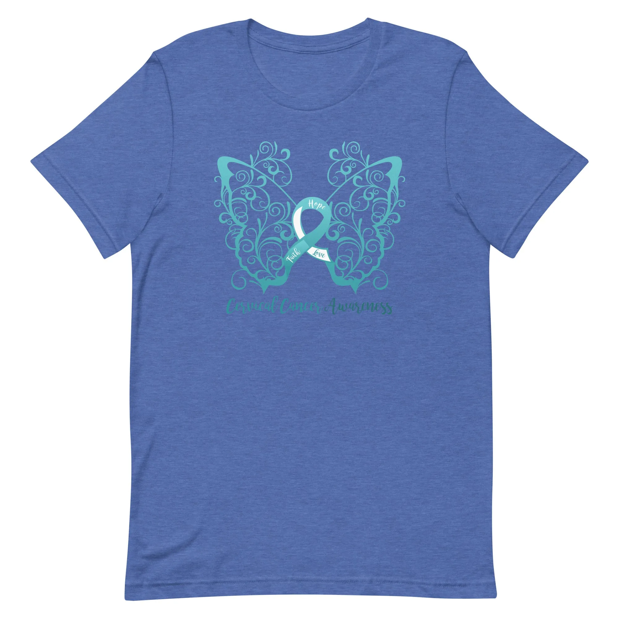 Cervical Cancer Awareness Filigree Butterfly T-Shirt - Several Colors Available