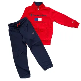 Champion boy's cotton sports tracksuit with full zip 306703 RS011 red blue