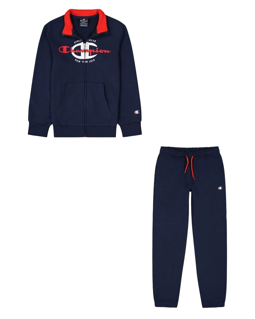 Champion Legacy Sweatsuit Powerblend Graphic children's tracksuit 306381 BS503 BLI navy blue