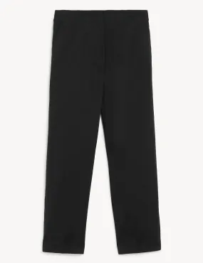 Cotton Blend Slim Fit Cropped Trousers