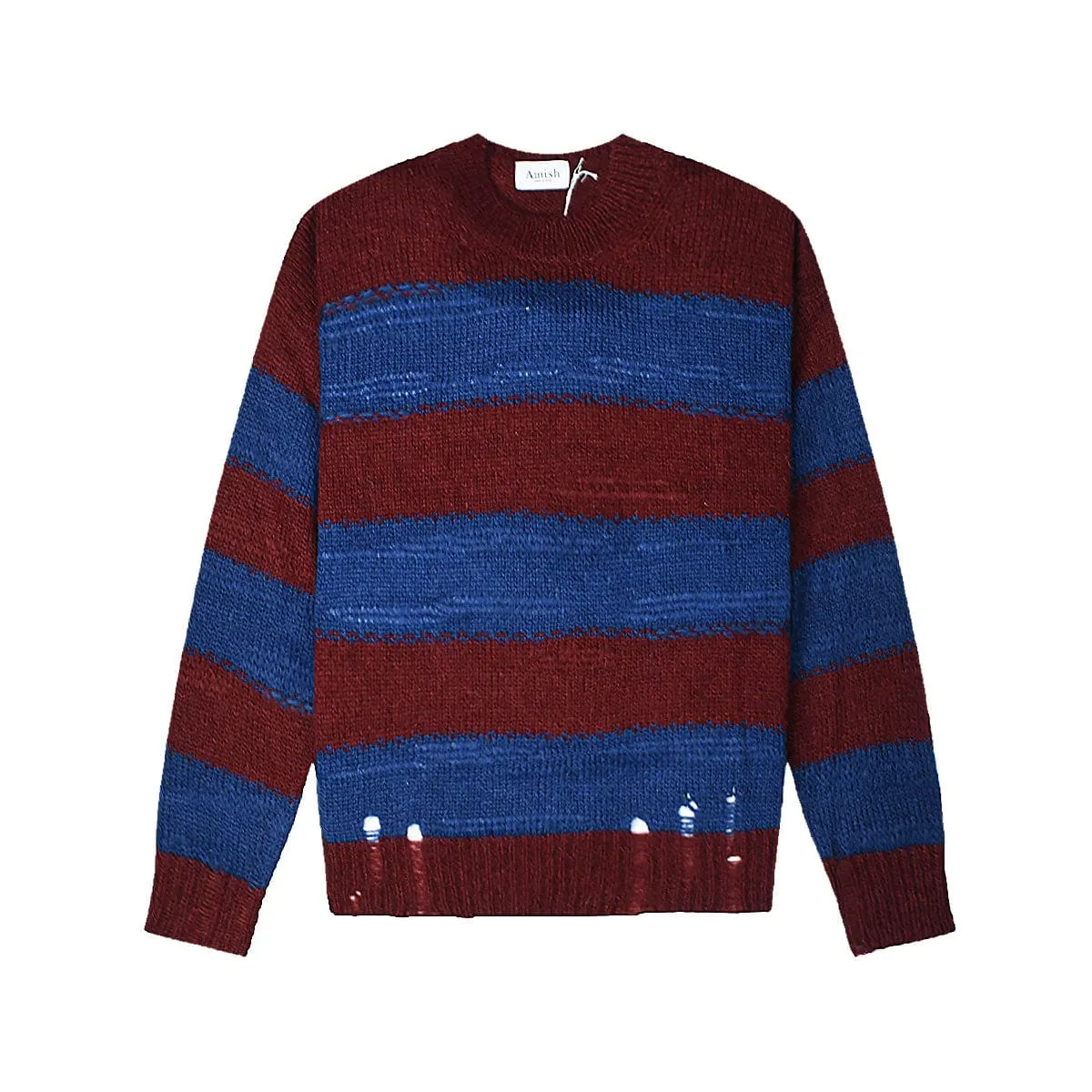 Crew Neck - Mohair Stripe/Wine/Bluette