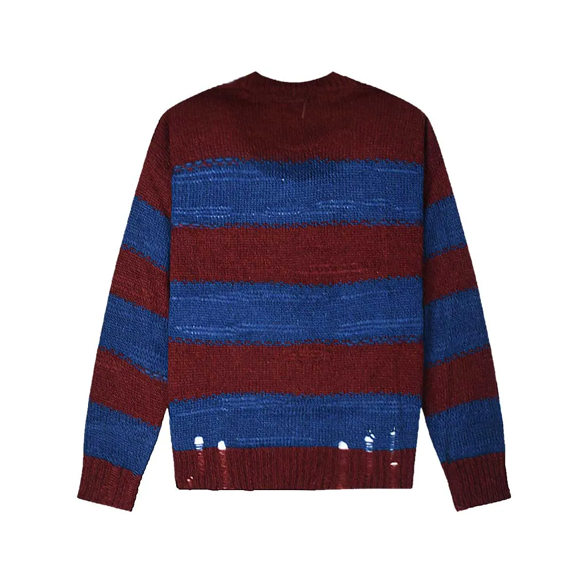 Crew Neck - Mohair Stripe/Wine/Bluette