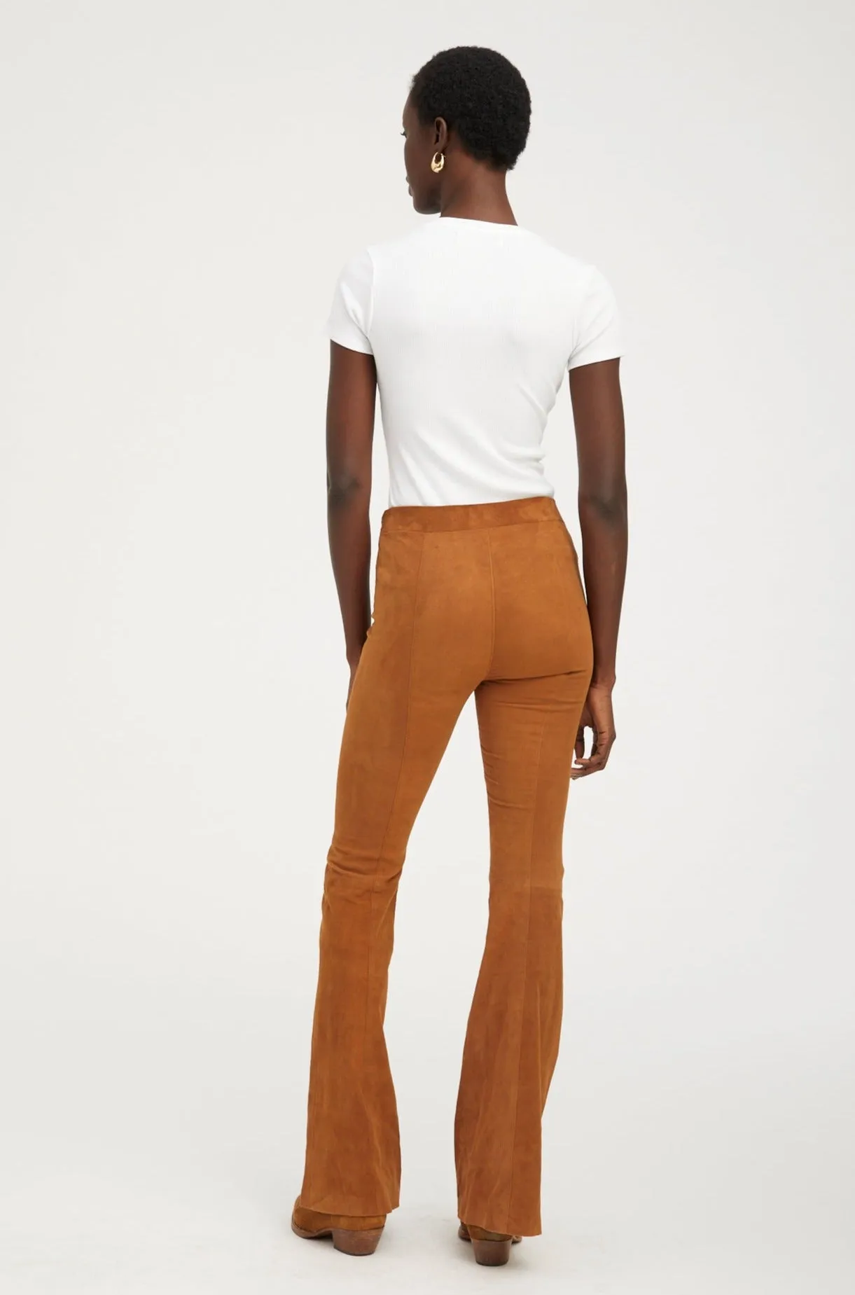 Dark Cognac Patch Pockets Super Flare Pants