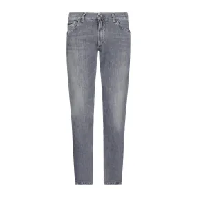 DOLCE & GABANNA 'Milano' Metal Plaque Skinny Light Grey Jeans