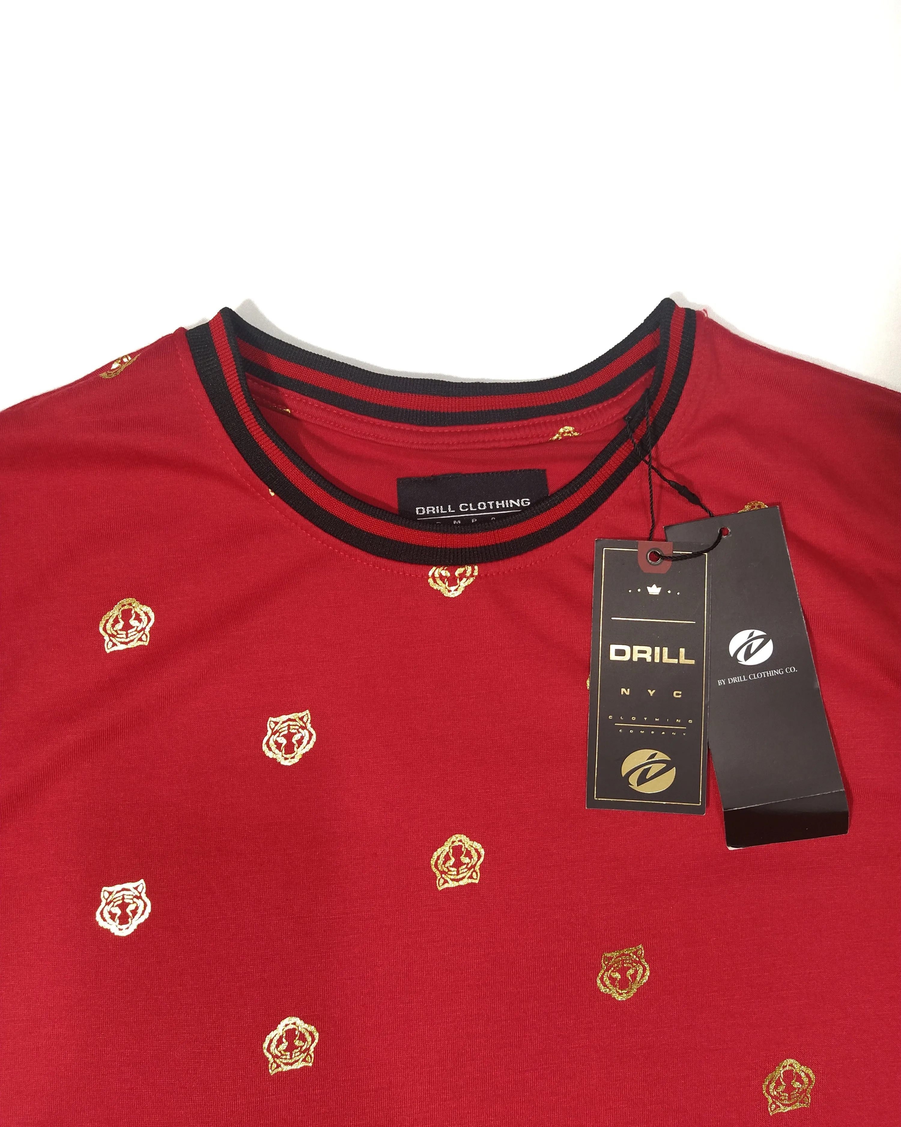 Drill NYC Men's T-shirt Red Gold-Print 05