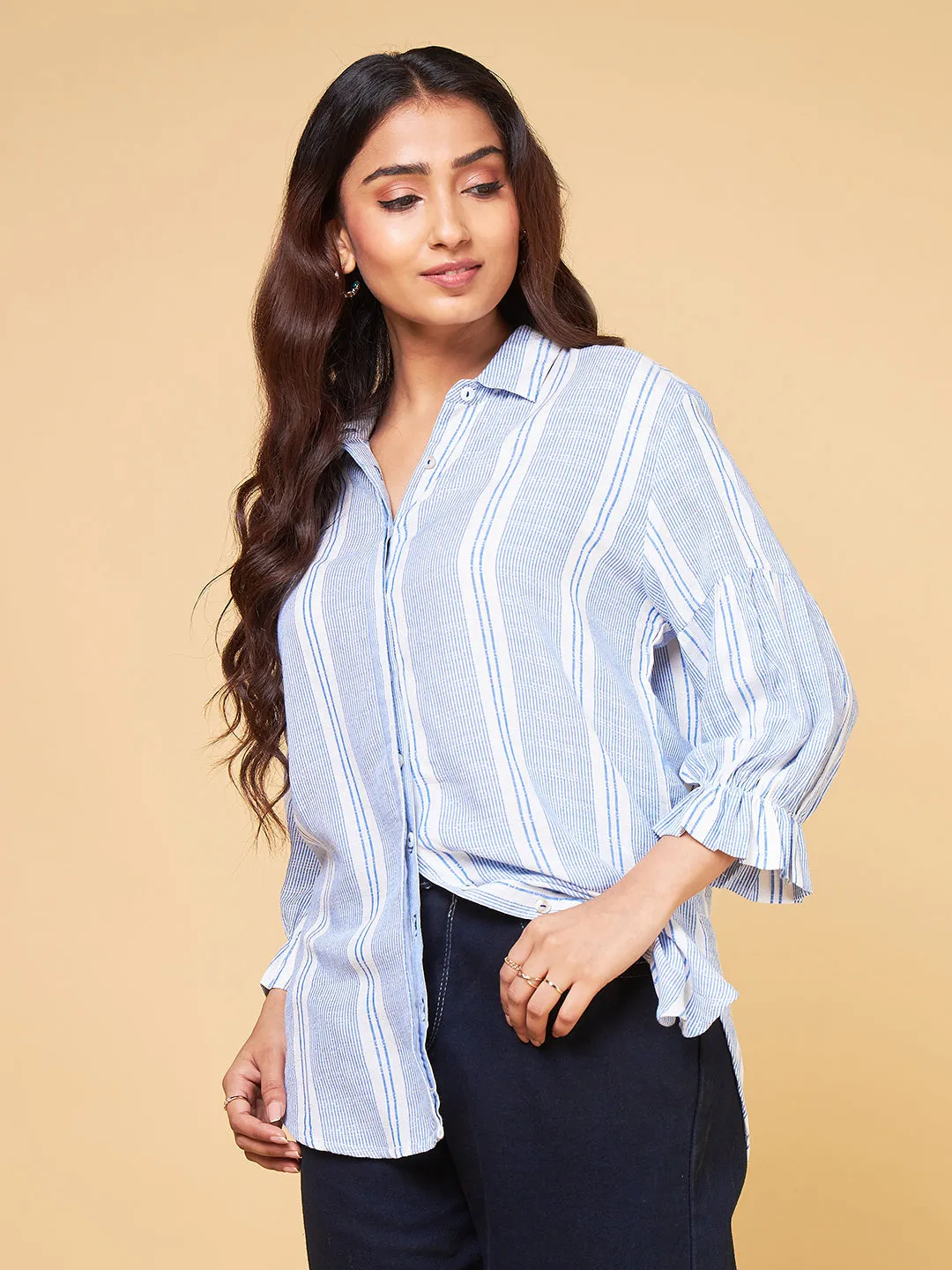 Echoes of Bliss Blue Stripe Shirt