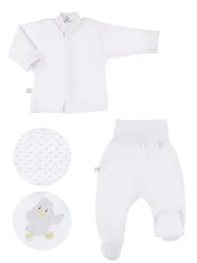 Embroidered Chick Trousers & Top Set - White