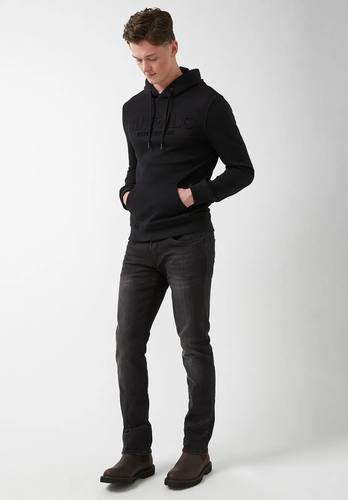 Fadol Men's Fleece Hoodie in Black  - BPM13610V