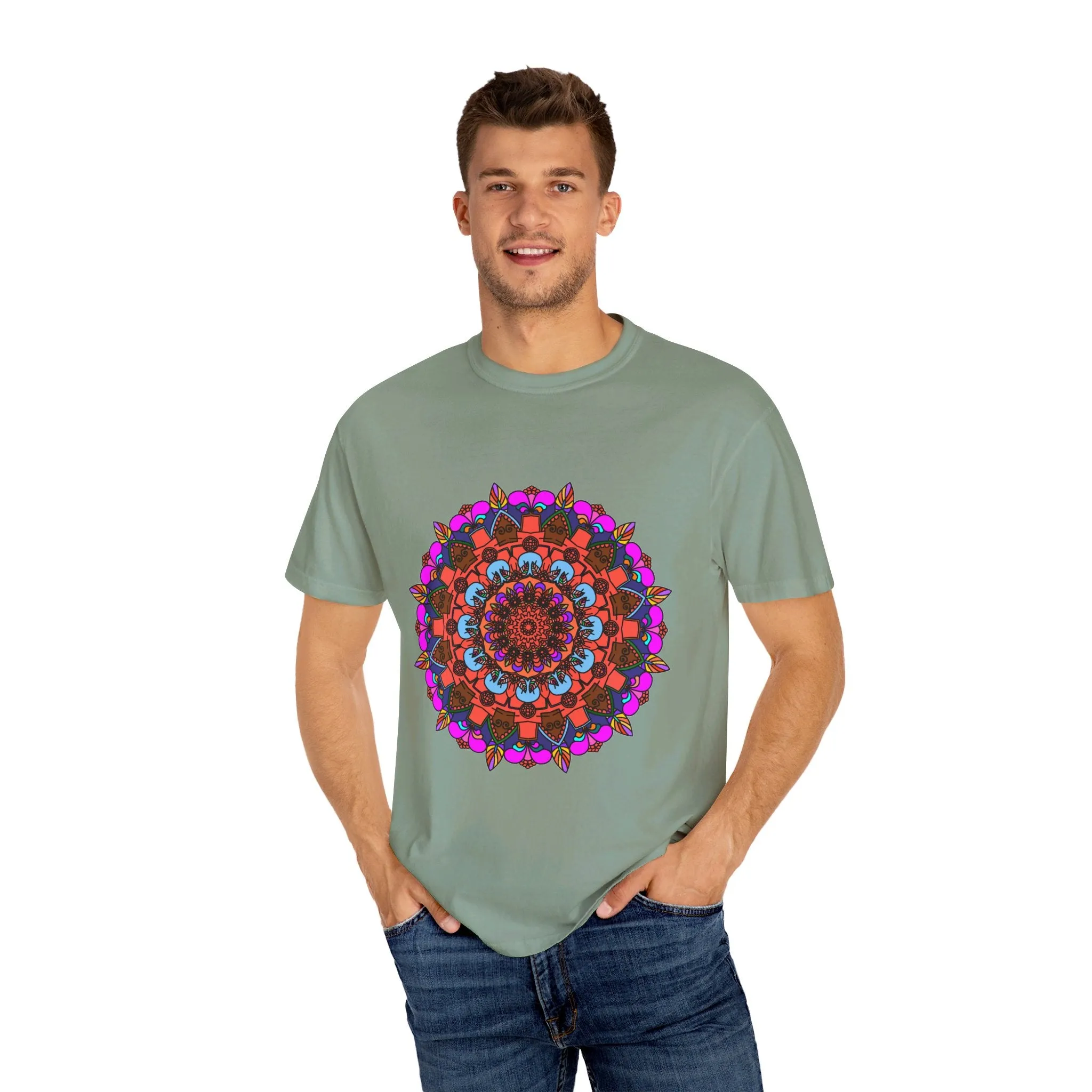 Handmade Mandala Design T-Shirt - 100% Ring-Spun Cotton