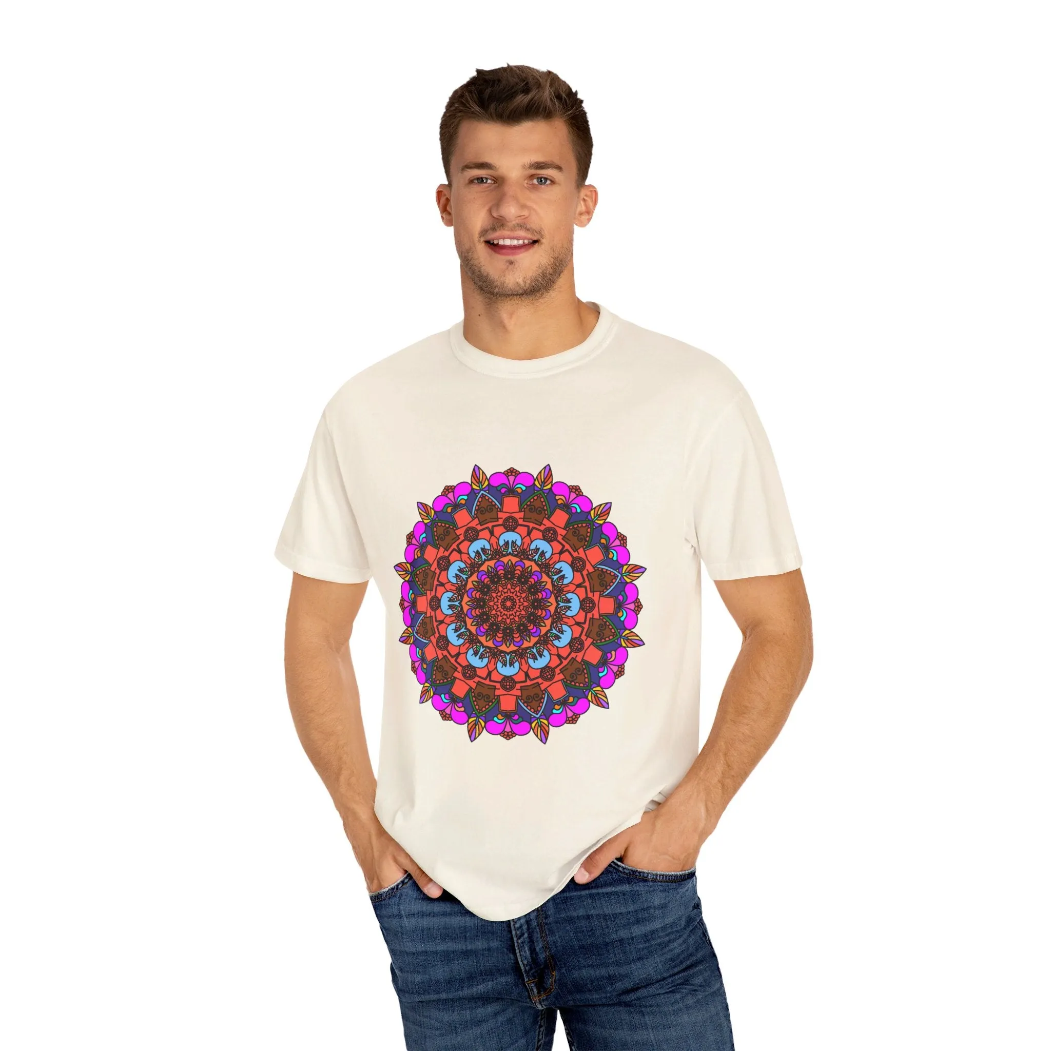 Handmade Mandala Design T-Shirt - 100% Ring-Spun Cotton