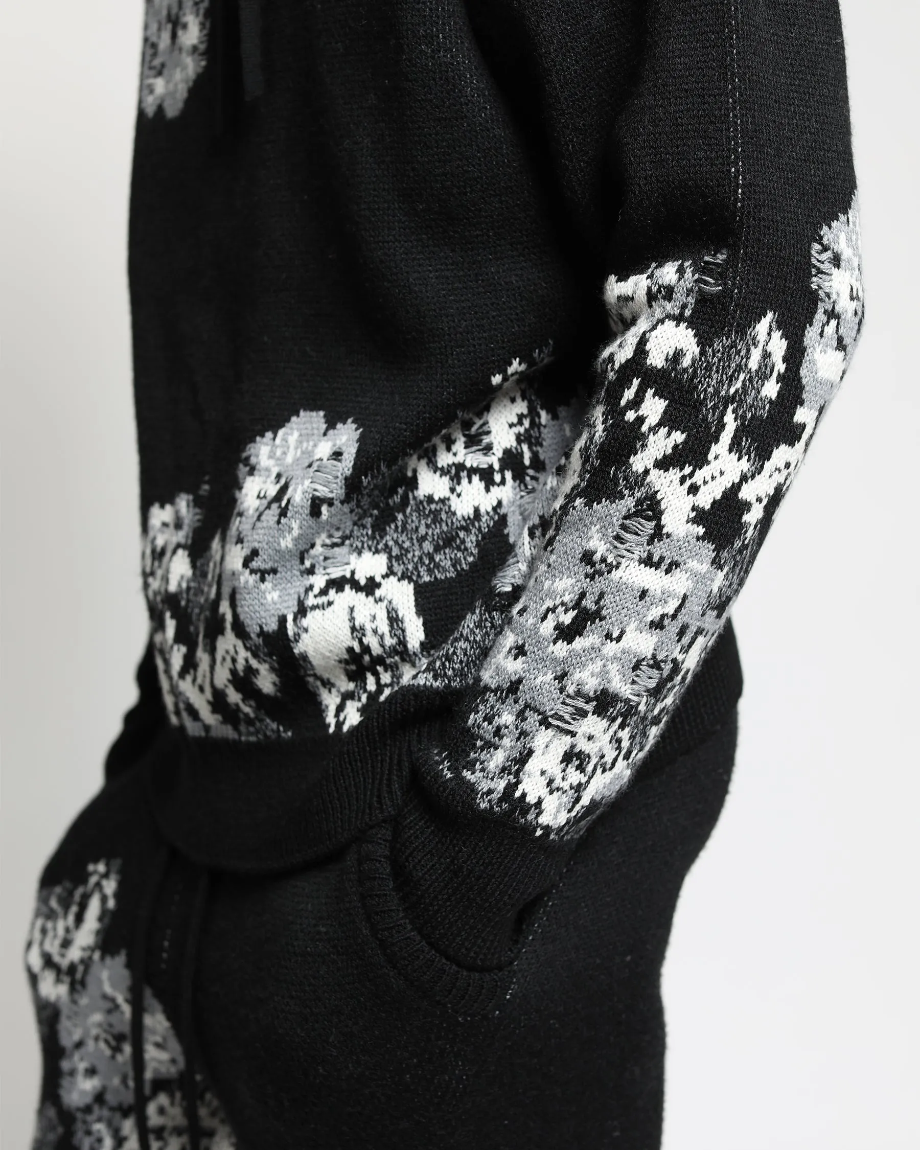 Hanging Floral Distressed Hoodie Sweater