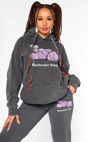 Heartbreaker Gang Teddy Bear Charcoal Hoodie