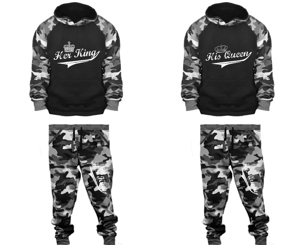 Her King His Queen Couple Matching Camo Hoodies and Camo Jogger Pants Sold Separately