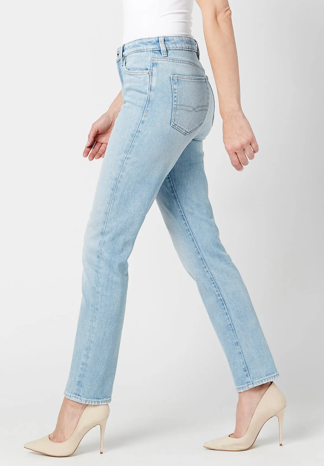 High Rise Straight Jayden Women's Jeans in Light & Soft Blue - BL15837