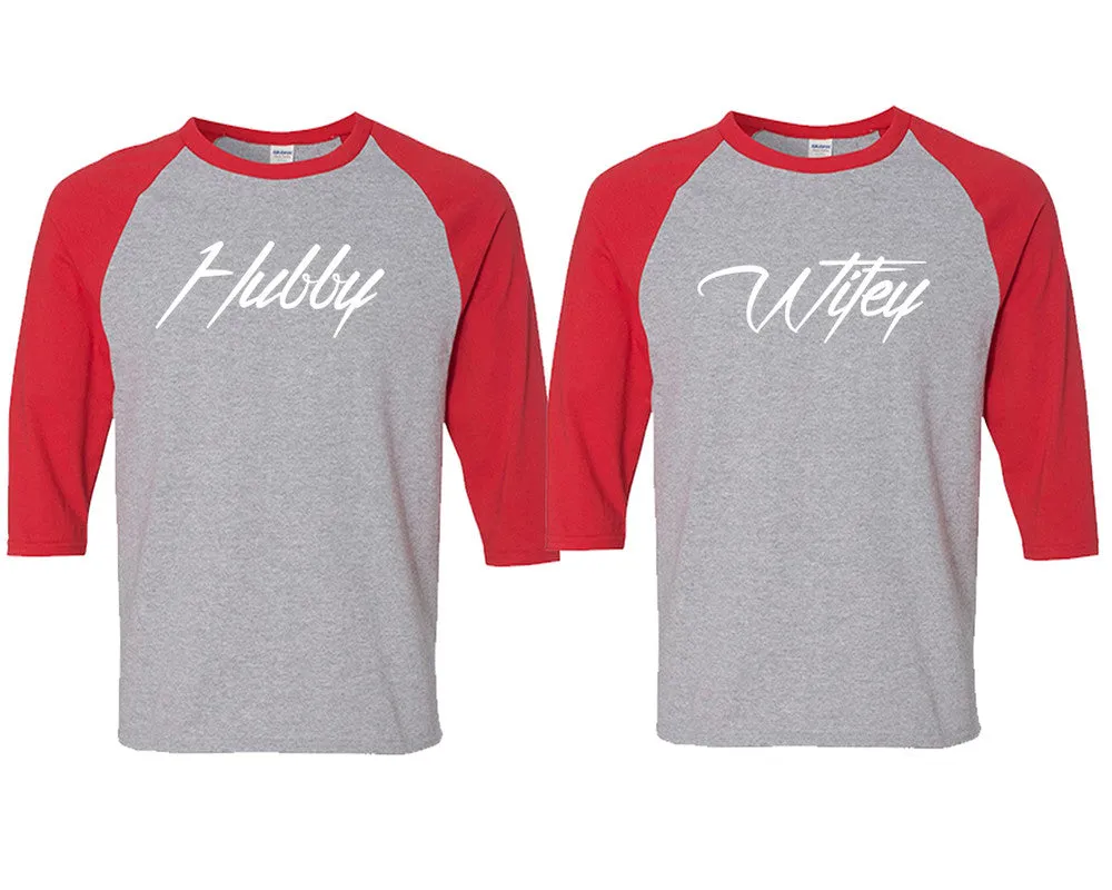 Hubby Wifey Couple Matching 3/4 Sleeve Baseball Shirts