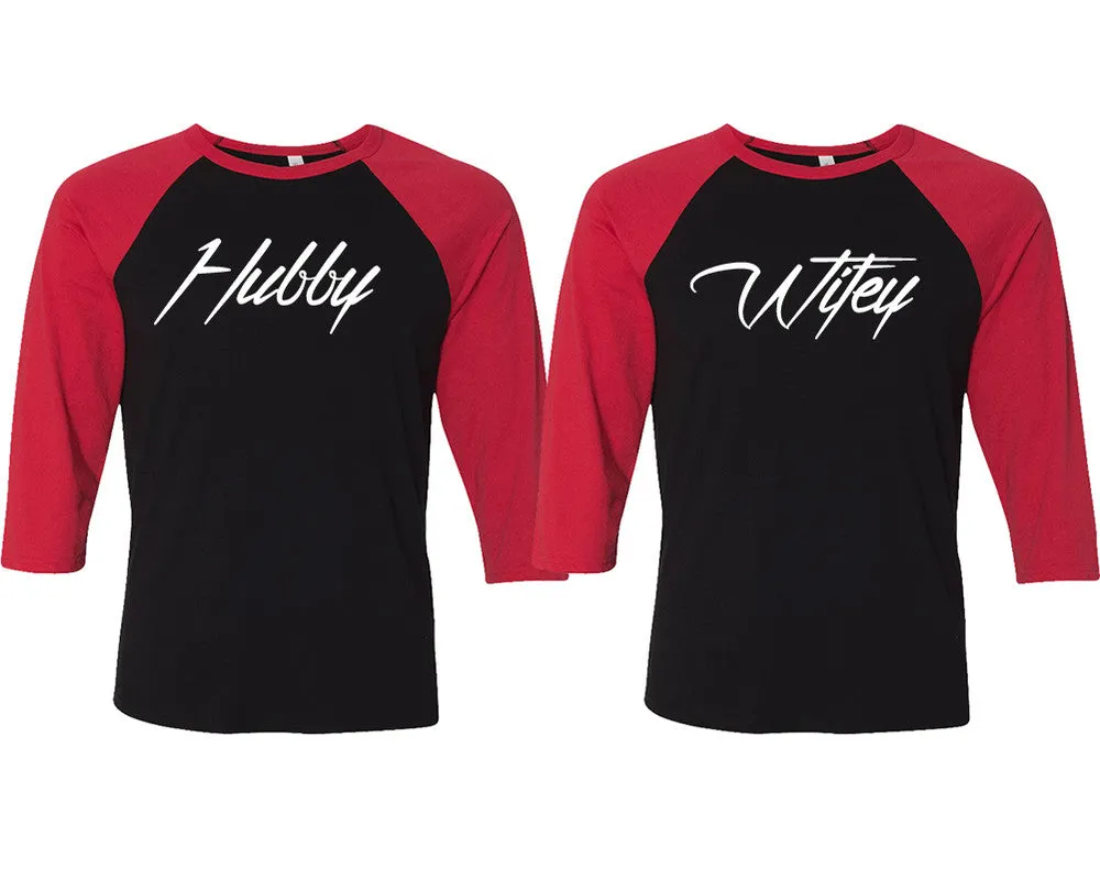 Hubby Wifey Couple Matching 3/4 Sleeve Baseball Shirts