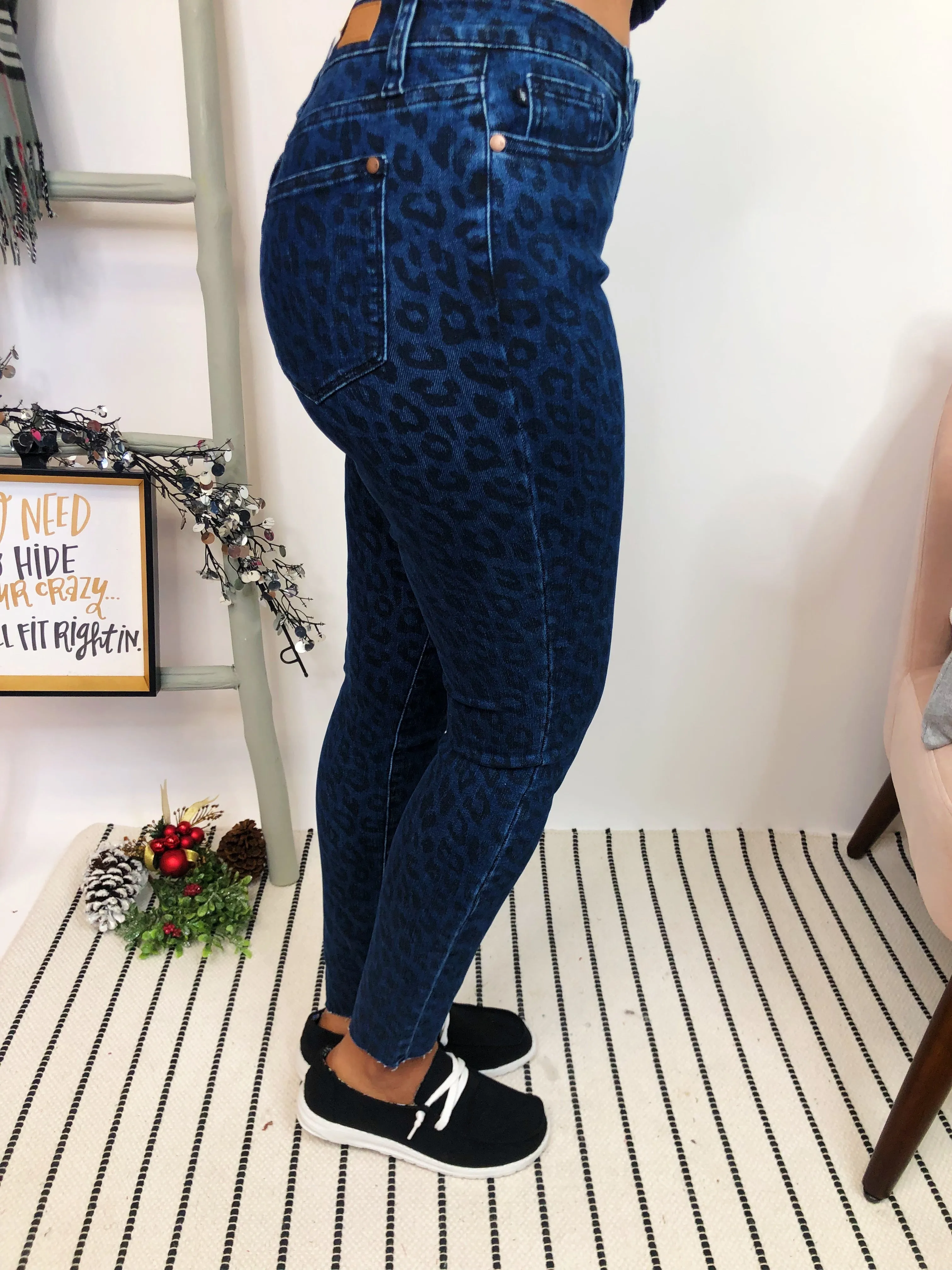 #K841 Don't Call Me A Cheetah Judy Blue Skinny Jeans