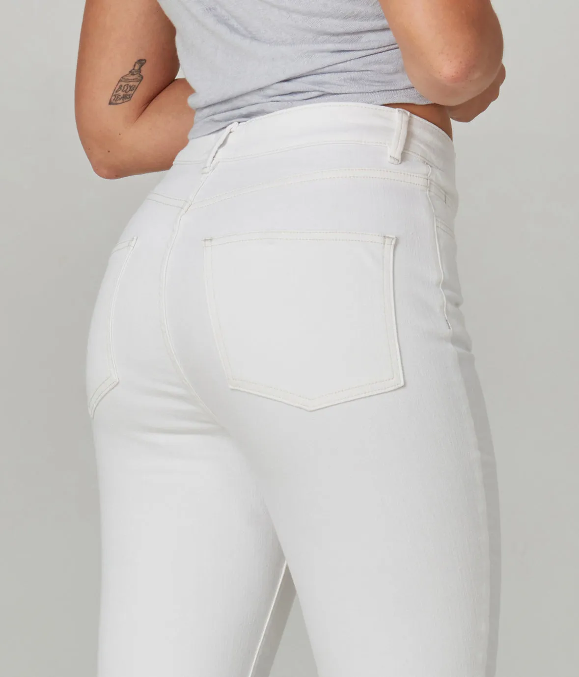 Kate-WHT High Rise Slim Jeans