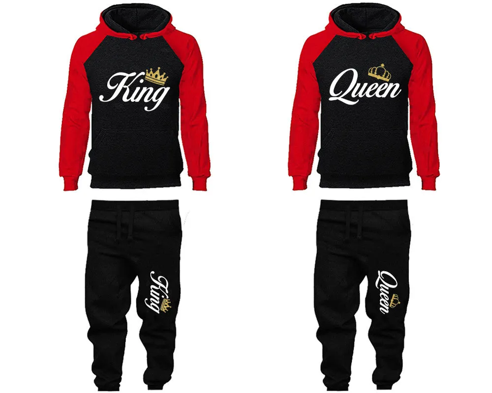 King Queen Couple Hoodies and Jogger Pants Top&Bottom Matching Sets