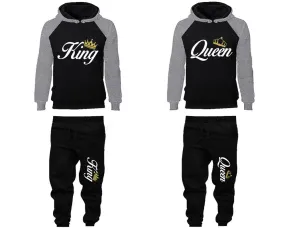 King Queen Couple Hoodies and Jogger Pants Top&Bottom Matching Sets