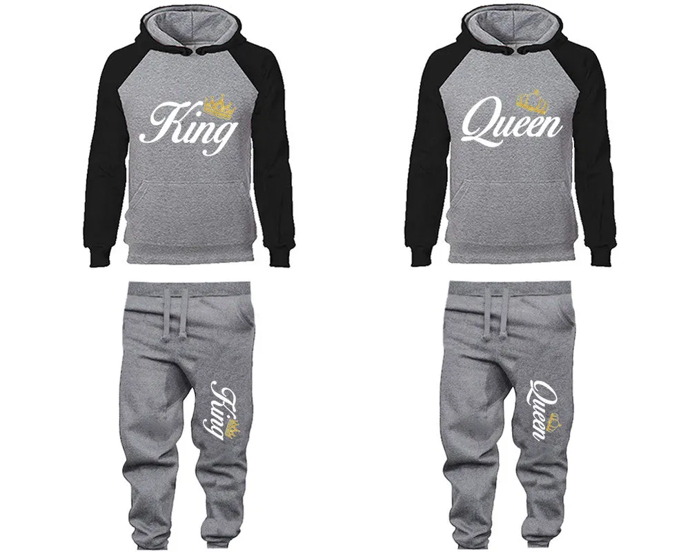 King Queen Couple Hoodies and Jogger Pants Top&Bottom Matching Sets