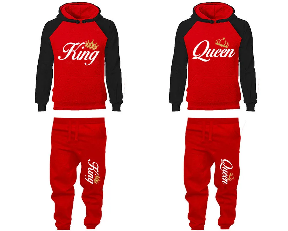 King Queen Couple Hoodies and Jogger Pants Top&Bottom Matching Sets