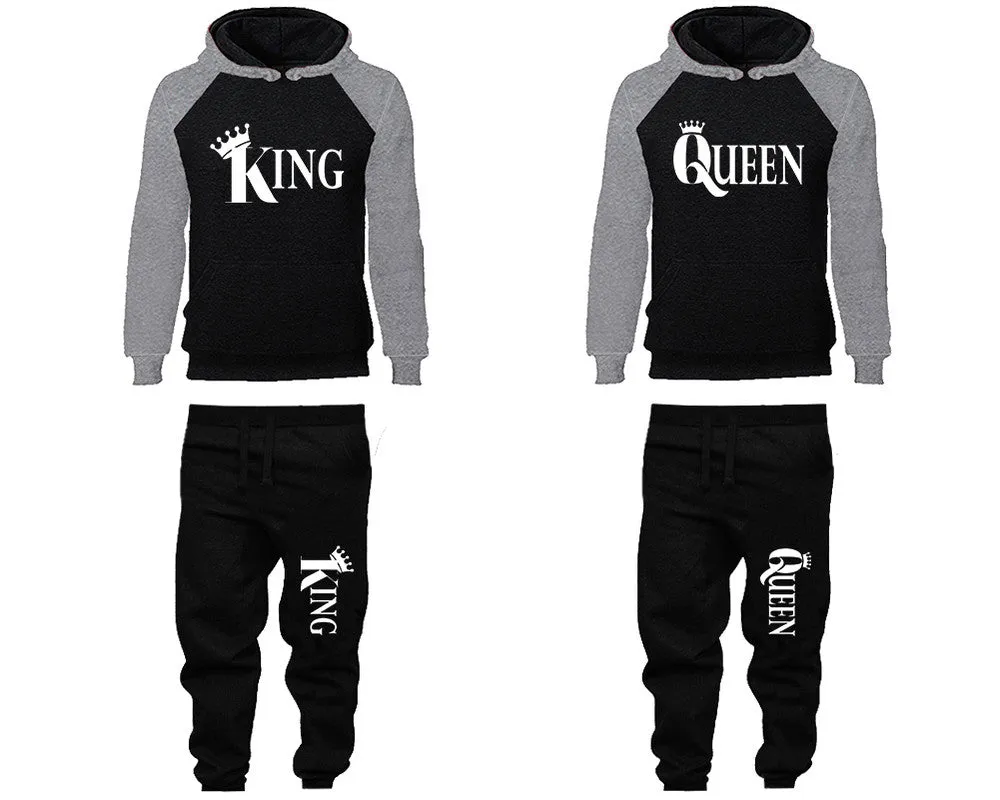 King Queen Couple Matching Hoodies and Jogger Pants Top Bottom Matching Set