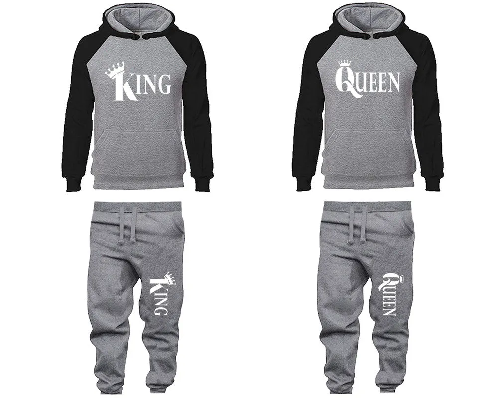 King Queen Couple Matching Hoodies and Jogger Pants Top Bottom Matching Set