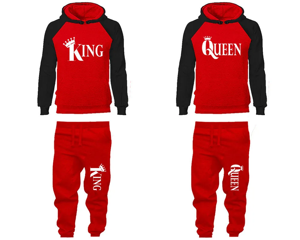 King Queen Couple Matching Hoodies and Jogger Pants Top Bottom Matching Set