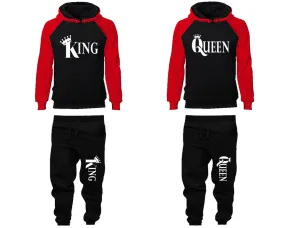 King Queen Couple Matching Hoodies and Jogger Pants Top Bottom Matching Set