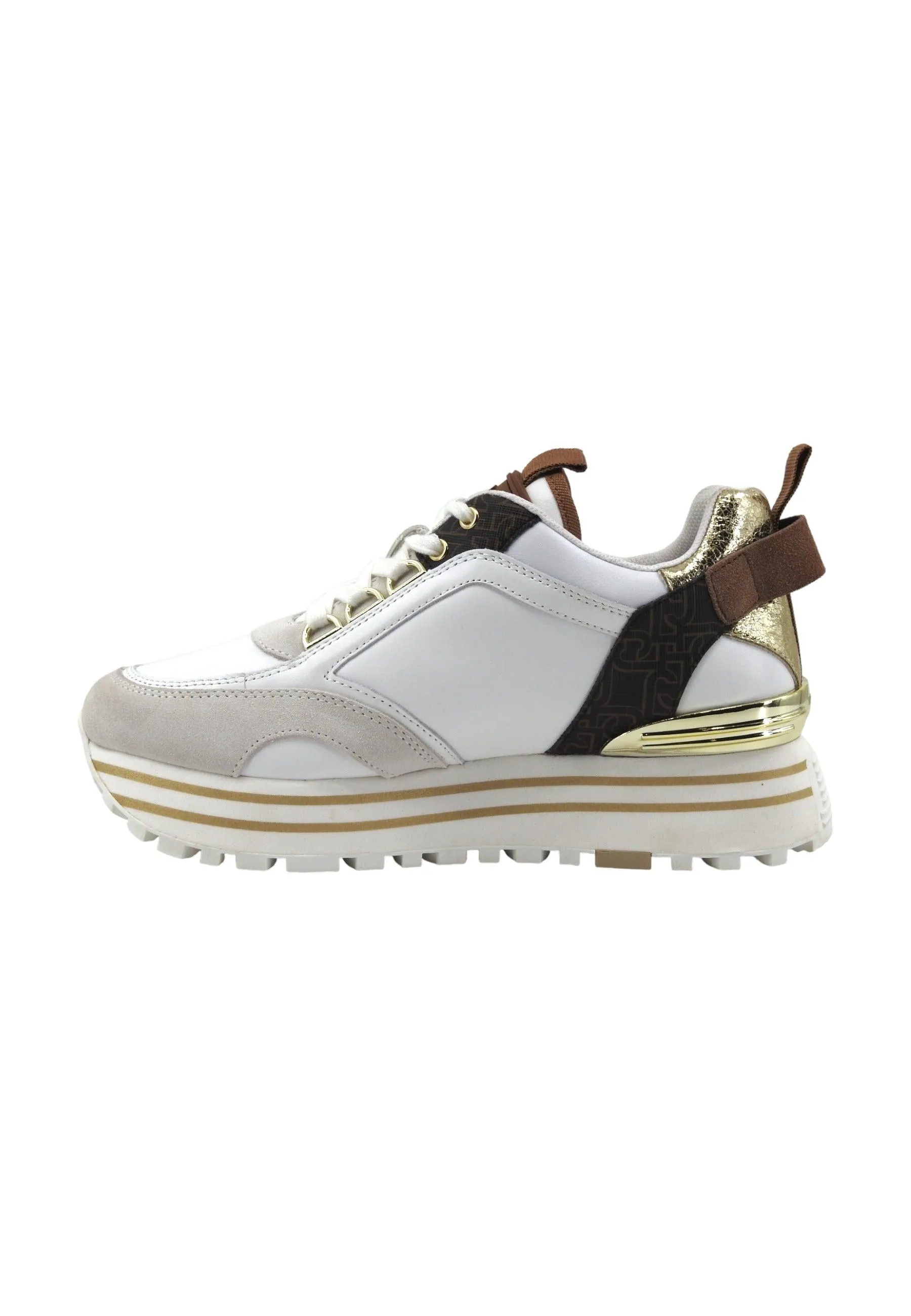 LIU JO Maxi Wonder 72 Sneaker Donna Off White Brown BA4057PX454