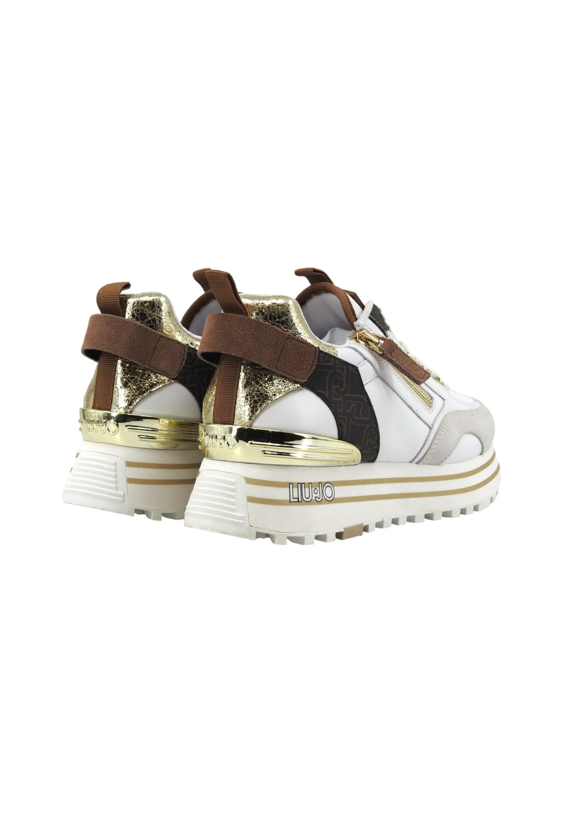 LIU JO Maxi Wonder 72 Sneaker Donna Off White Brown BA4057PX454