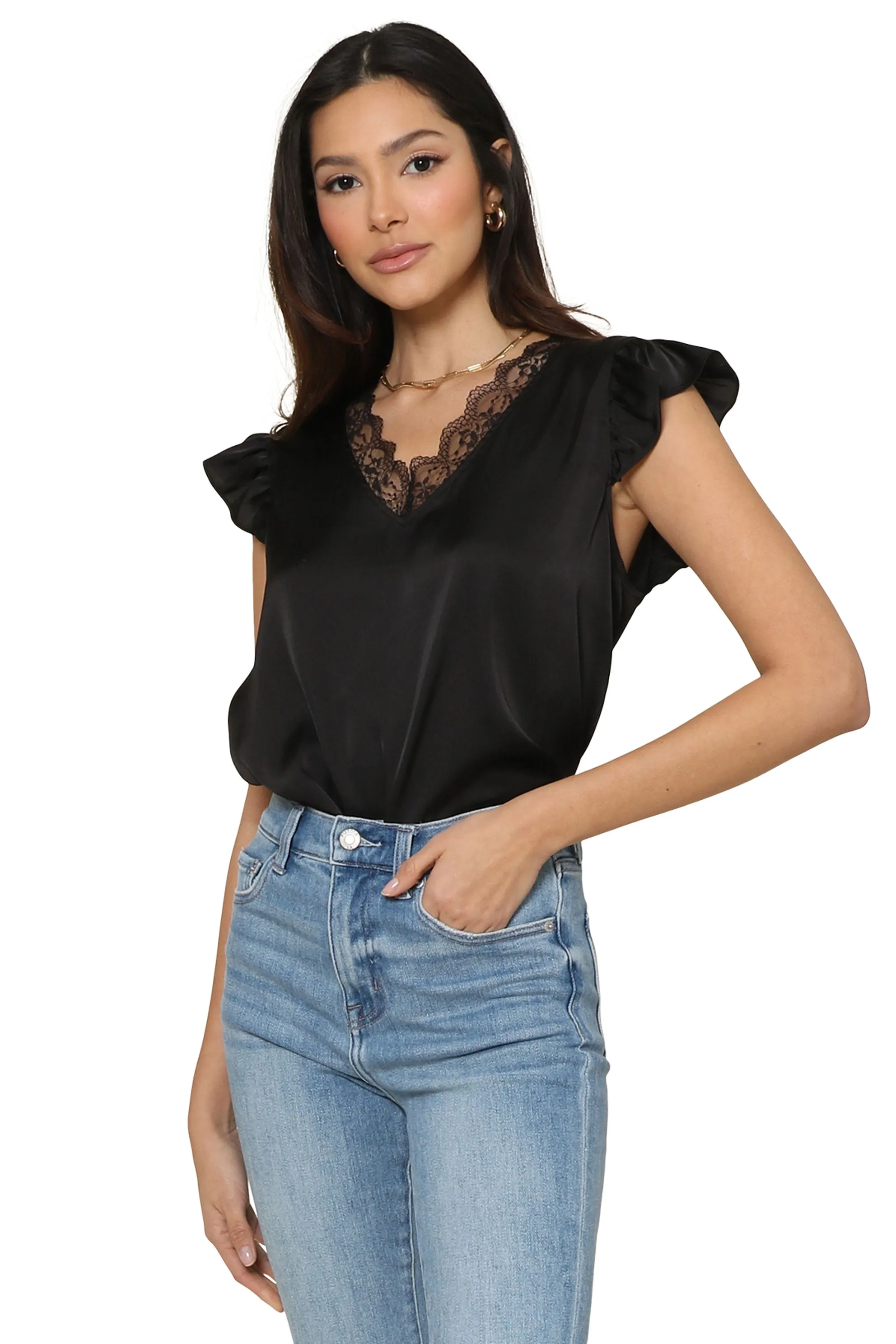 Louise Lace V Neck Top