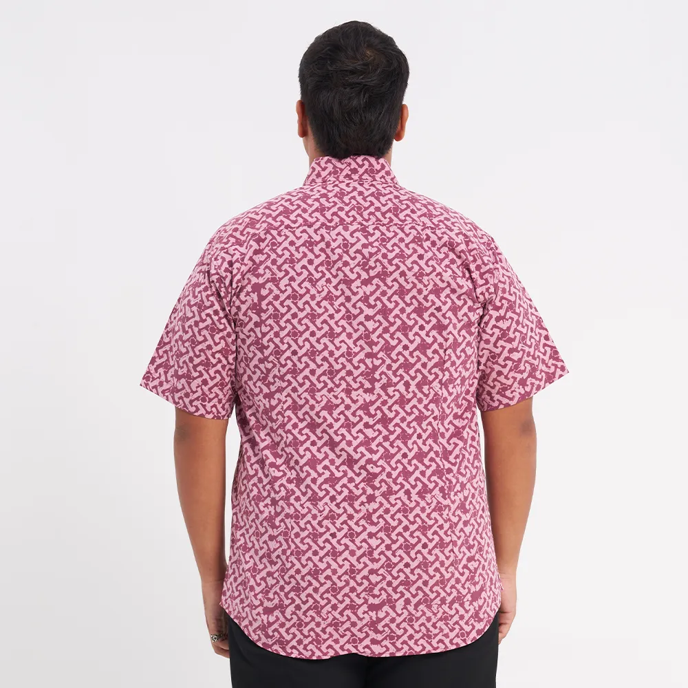 Men's Batik Shirt - Crimson Arabesque