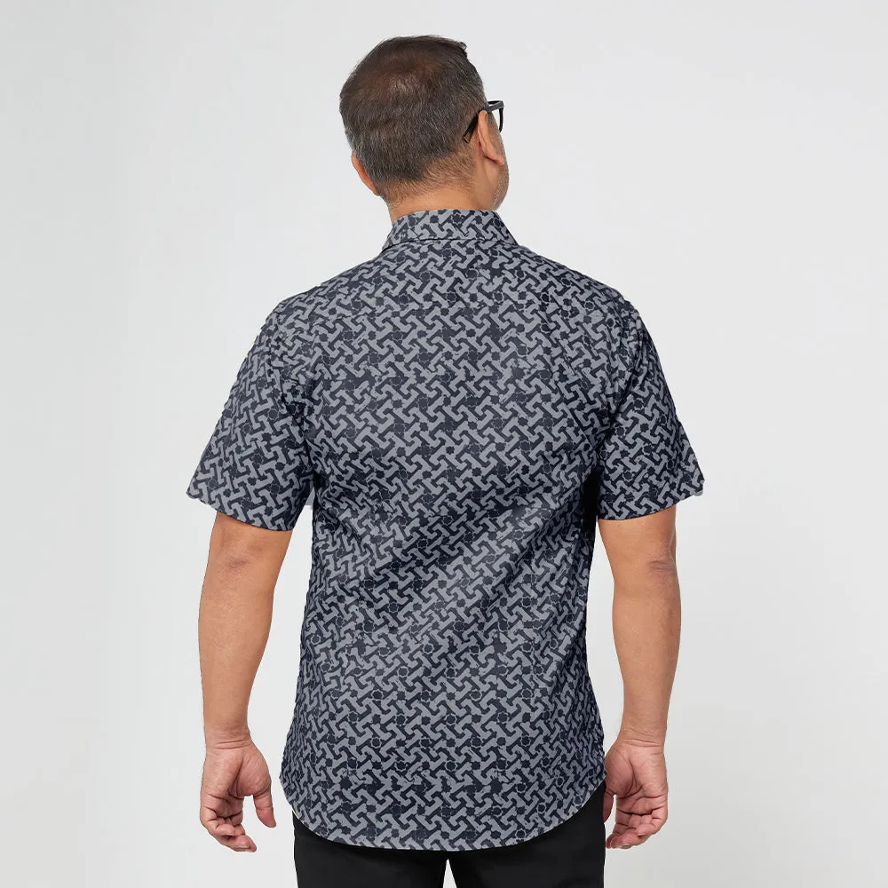 Men's Batik Shirt - Grey Arabesque