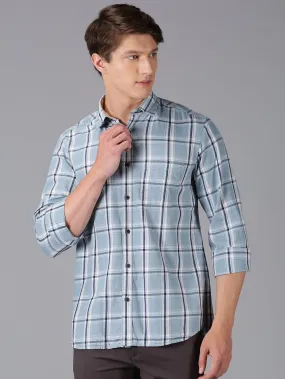 MEN'S BLUE CHECK SLIM FIT SHIRT