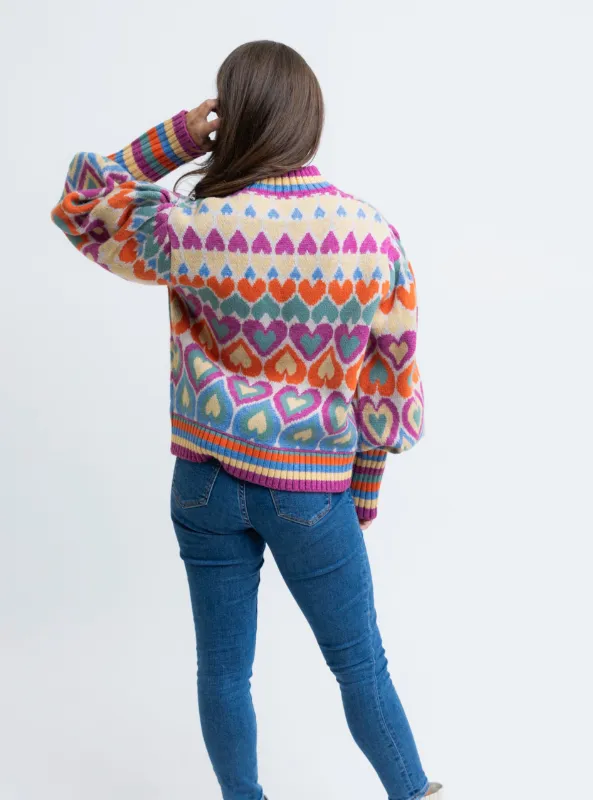 Multi Heart Novelty Sweater