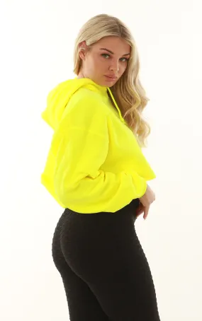 Neon Yellow Festival Oversized Cropped Hoodie