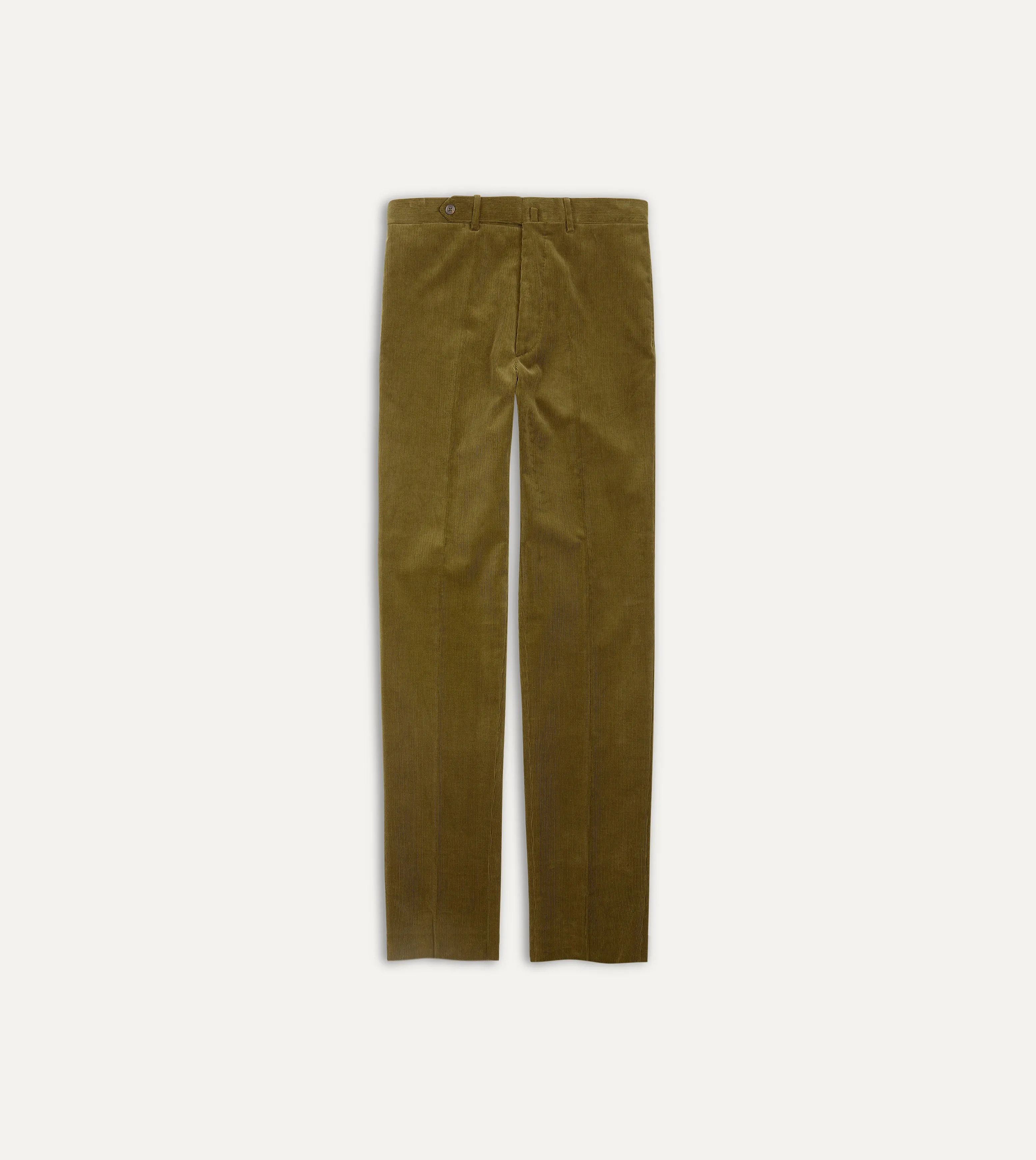 Olive Mid-Wale Corduroy Flat Front Trouser