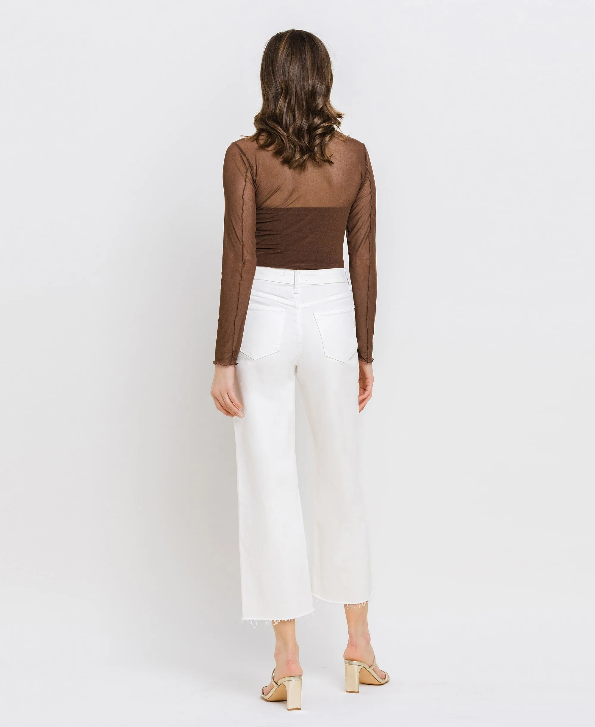 Optic White - High Rise Crop Wide Leg Jeans