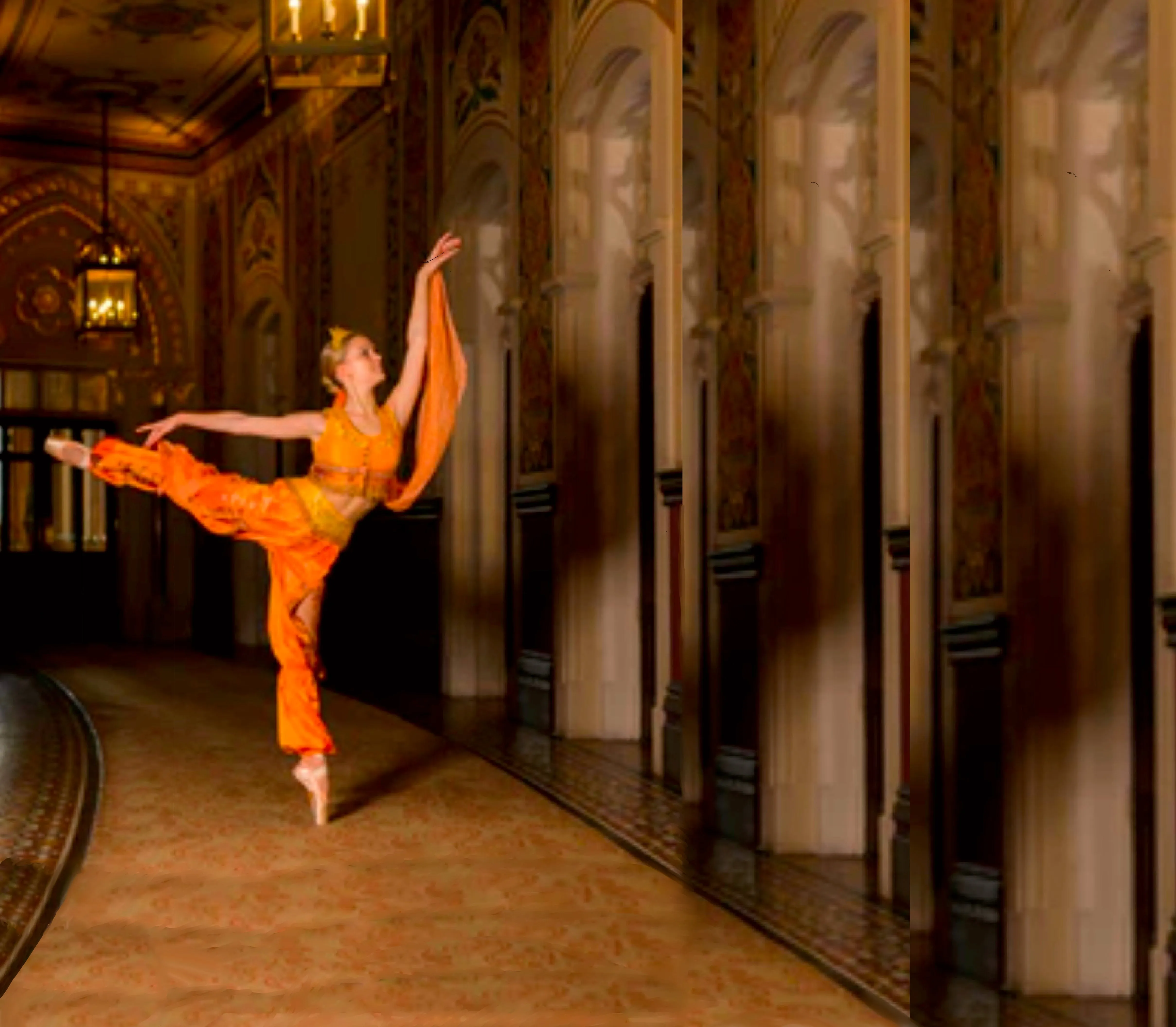 Orange Silk Arabian costume - Hire Only