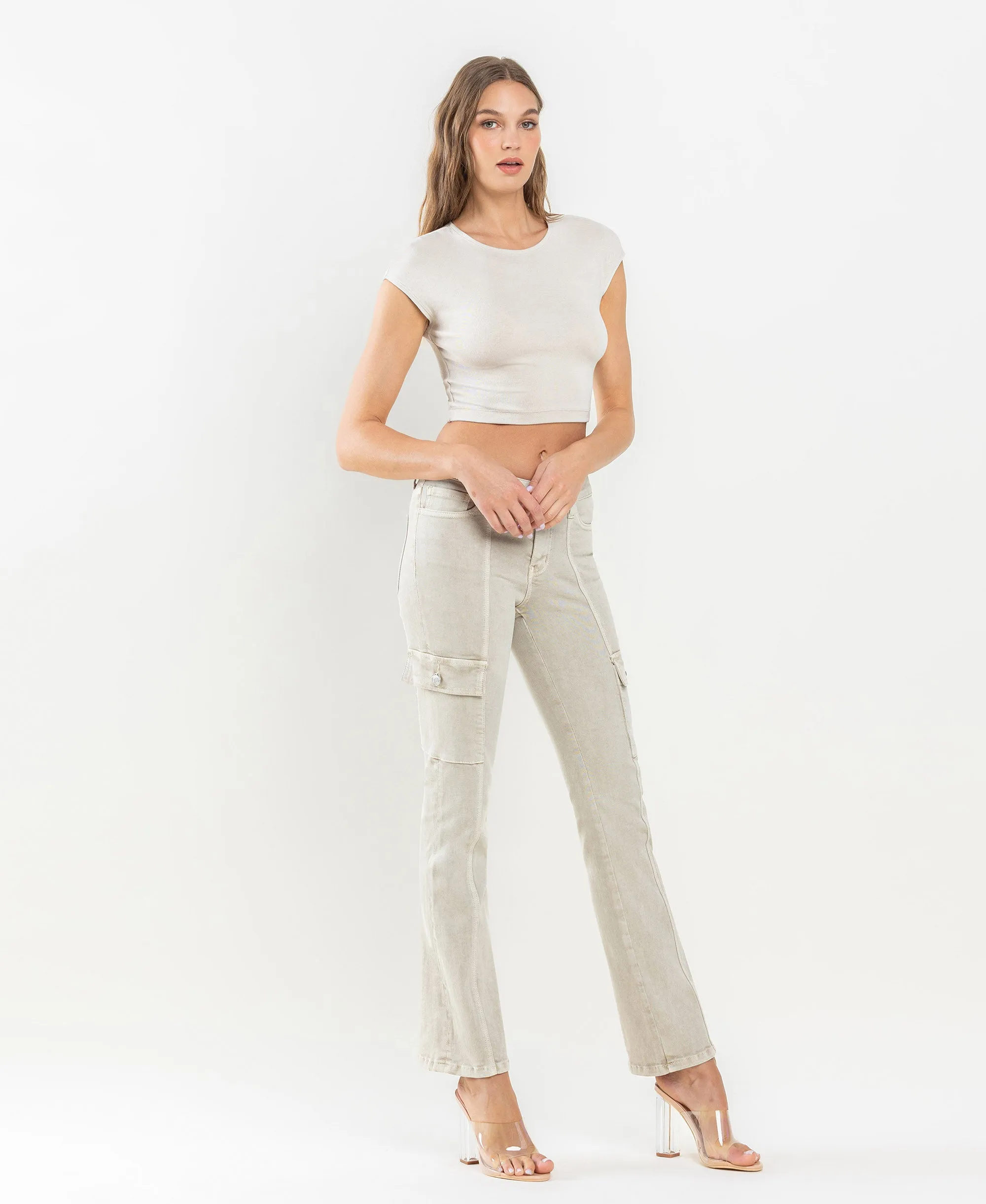 Peyote - Mid Rise Cargo Bootcut Jeans