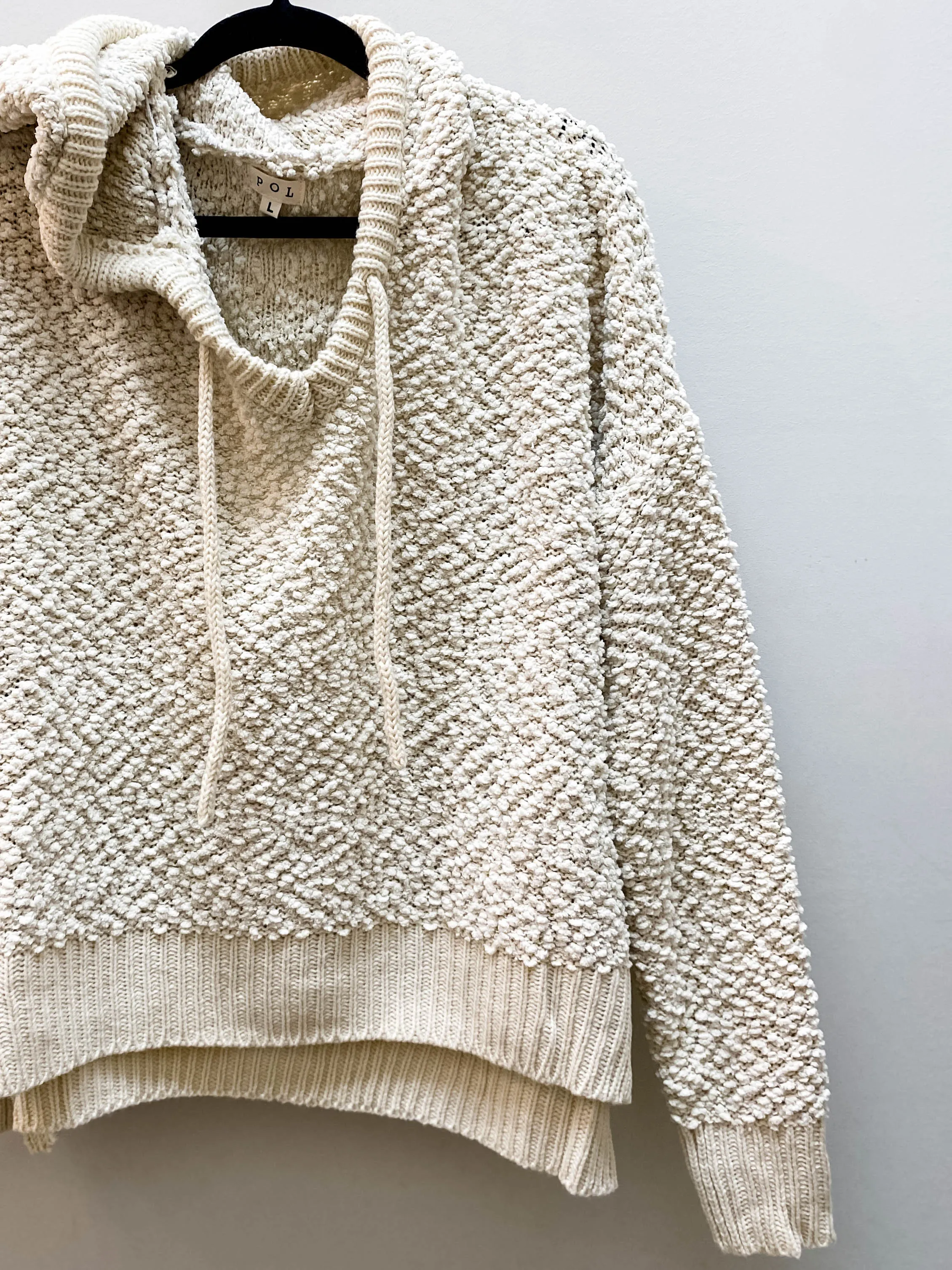 Popcorn Knit Hooded Pullover