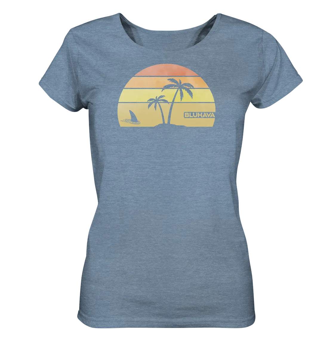 "Sunset Shark Place" - Damen Premium Organic Shirt (meliert)