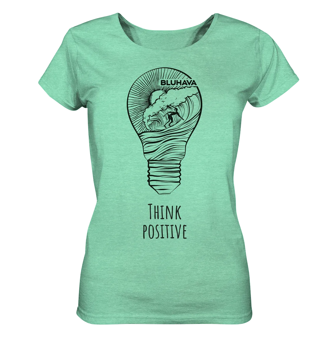 "Think Positive Surfer" - Damen Premium Organic Shirt (meliert)