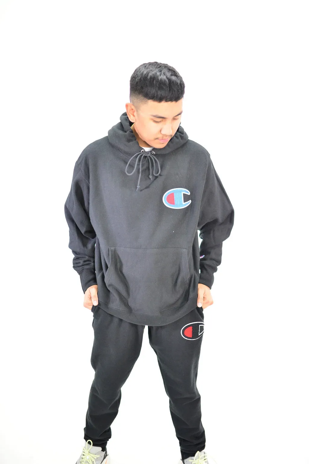 REVERSE WEAVE C LOGO HOODIE - BLACK