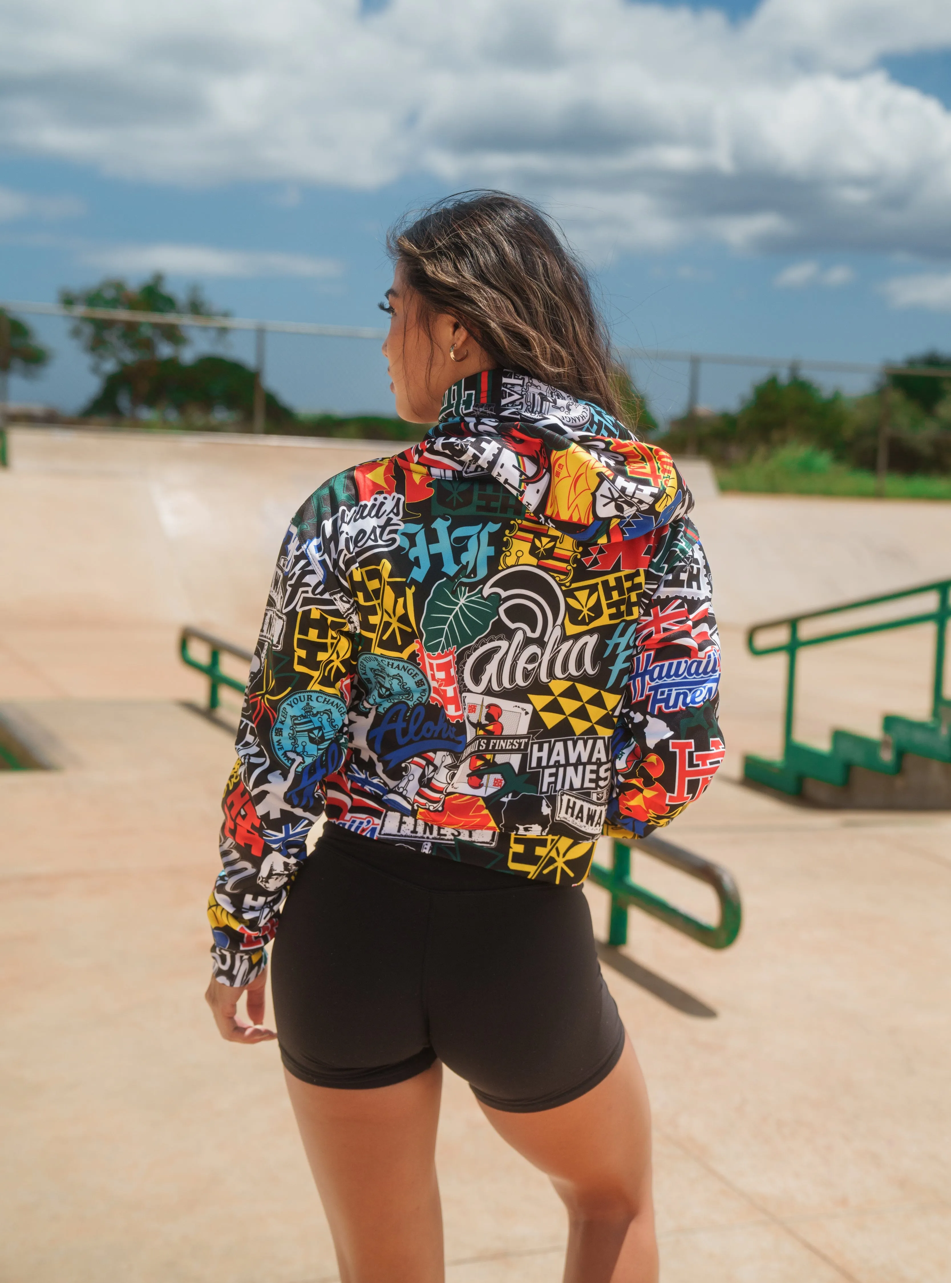 STICKERBOMB WOMEN'S CROP HOODIE