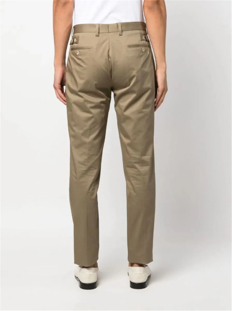 STRAIGHT-LEG COTTON CHINO TROUSERS