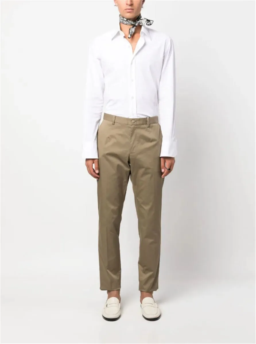 STRAIGHT-LEG COTTON CHINO TROUSERS